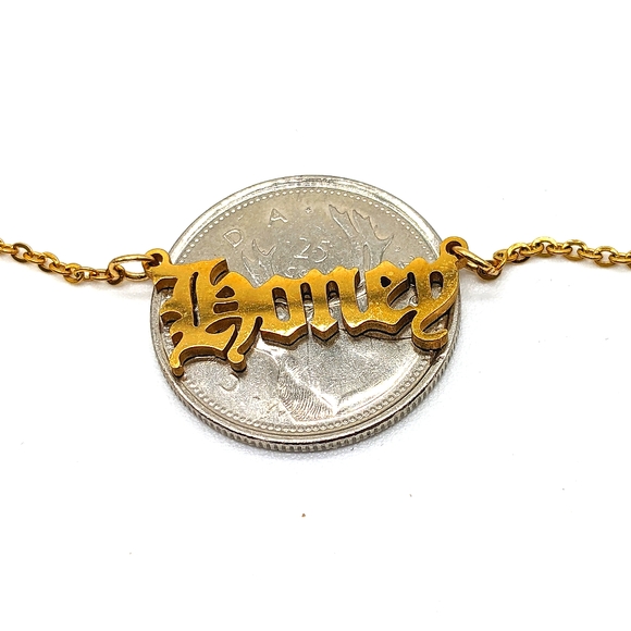 "HONEY" GOLD NECKLACE ON CHAIN ๐ - Picture 3 of 3